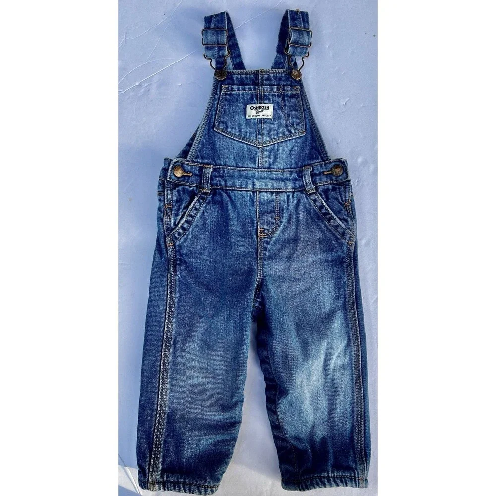 Y2K OshKosh B’Gosh Vestbak Denim Overalls 18M Fleece Lined